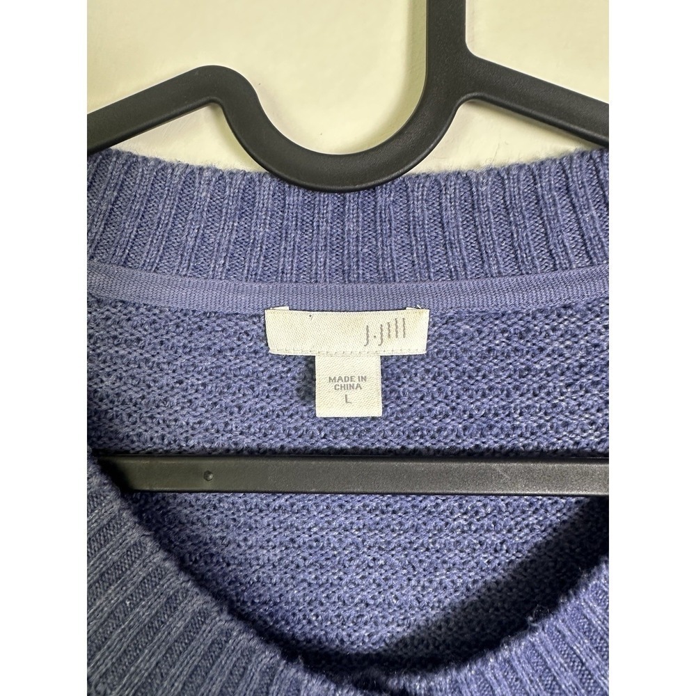 J. Jill Long Blue Cardigan Sweater Medium Cozy Cotton Blend Coatigan Button Up L - Picture 3 of 4